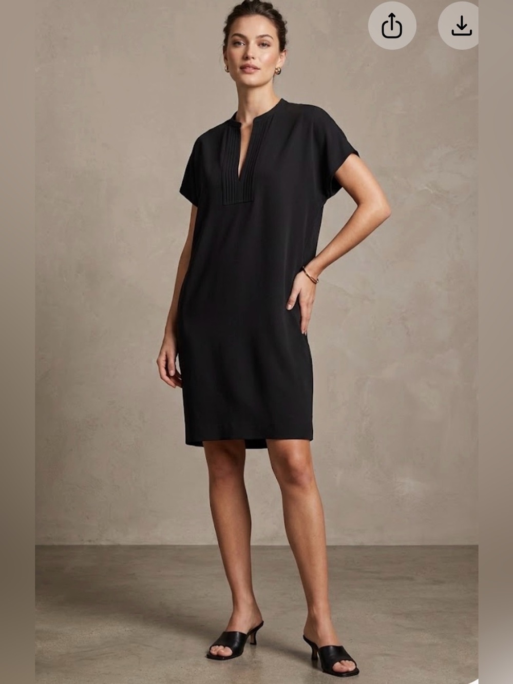 Vince Black Short-Sleeve Split-Neck Cover-Up Dress